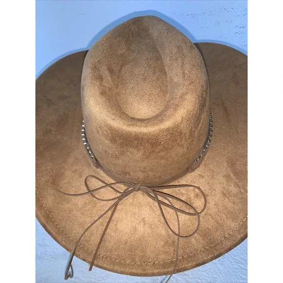 Women's Brown Faux Suede Fedora Rancher Cowboy Hat from Anthropologie NWT - Picture 3 of 6